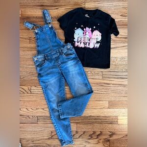 George Denim Overalls with Squishmallow Tee Sz 6